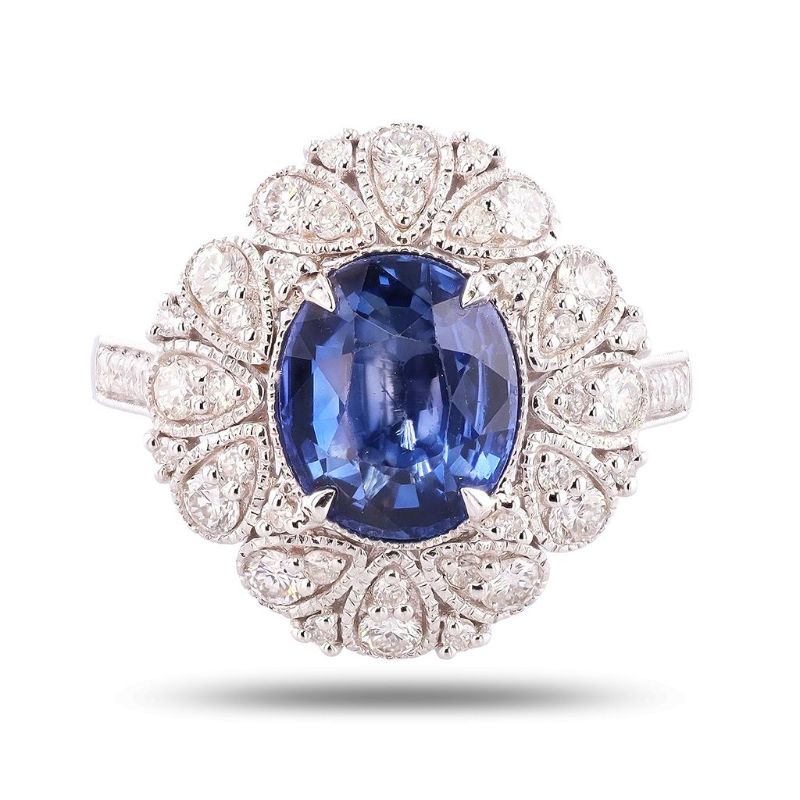 Photo 1 of ORIANNE 2.84ct Blue Sri Lanka Sapphire and 0.78ctw Diamond 14K White Gold Ring (GIA CERTIFIED) size 6 1/2 with Appraisal