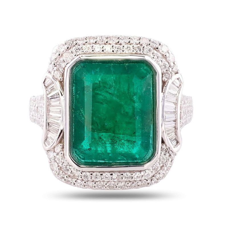 Photo 1 of ORANNE I5.04ct Emerald and 0.97ctw Diamond Platinum Ring Size 6 1/2 with Appraisal RN040306