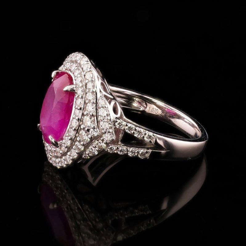 Photo 1 of ORIANNE 3.42ct BURMESE Ruby and 1.07ctw Diamond Platinum Ring (GIA CERTIFIED) size 7 with Appraisal RN039536