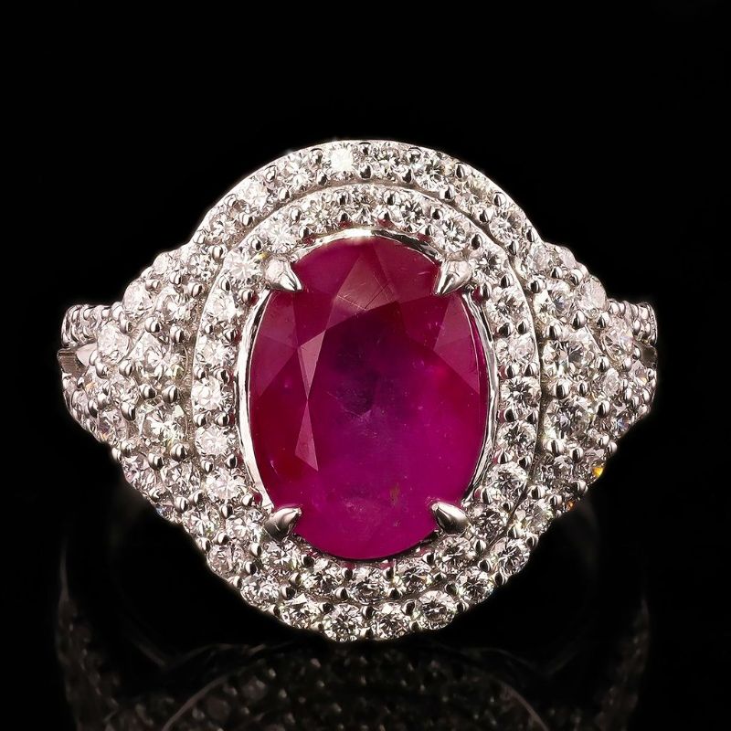 Photo 1 of ORIANNE 3.42ct BURMESE Ruby and 1.07ctw Diamond Platinum Ring (GIA CERTIFIED) size 7 with Appraisal RN039536