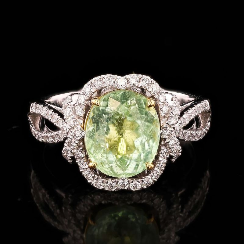 Photo 1 of ORIANNE 3.21ct Paraiba Tourmaline and 0.51ctw Diamond Platinum and 18K Yellow Gold Ring (GIA CERTIFIED) Size 6 3/4 with Appraisal RN039300