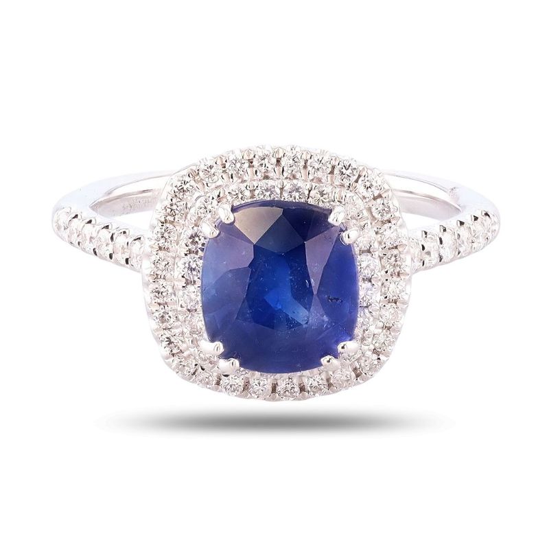 Photo 1 of ORIANNE 2.59ct Blue Sapphire and 0.39ctw Diamond 18K White Gold Ring (GIA CERTIFIED) Size 6 1/2 with Appraisal RN040260