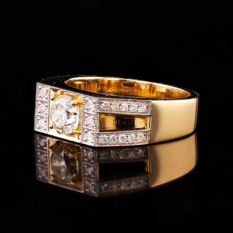 Photo 1 of ORIANNE 1.10ct J COLOR I1 CLARITY CENTER Diamond 14K Yellow and White Gold Ring (1.47ctw Diamonds) Size 7 with Appraisal RN035800