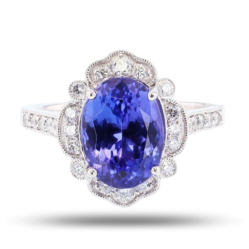 Photo 1 of ORIANNE 4.68ct Tanzanite and 0.40ctw Diamond Platinum Ring Size 7 with Appraisal RN036754