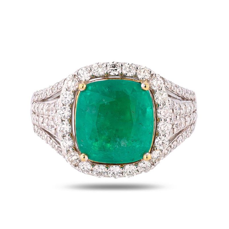 Photo 1 of ORIANNE 4.23ct RUSSIAN Emerald and 1.13ctw Diamond 18K White Gold Ring (GIA CERTIFIED) Size 7 with Appraisal RN034215