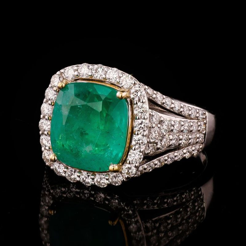 Photo 1 of ORIANNE 4.23ct RUSSIAN Emerald and 1.13ctw Diamond 18K White Gold Ring (GIA CERTIFIED) Size 7 with Appraisal RN034215