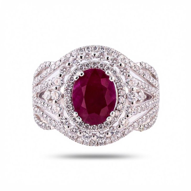 Photo 1 of ORIANNE 2.39ct Madagascar Ruby and 1.12ctw Diamond Platinum Ring (GIA CERTIFIED) size 6 3/4 with Appraisal RN034823