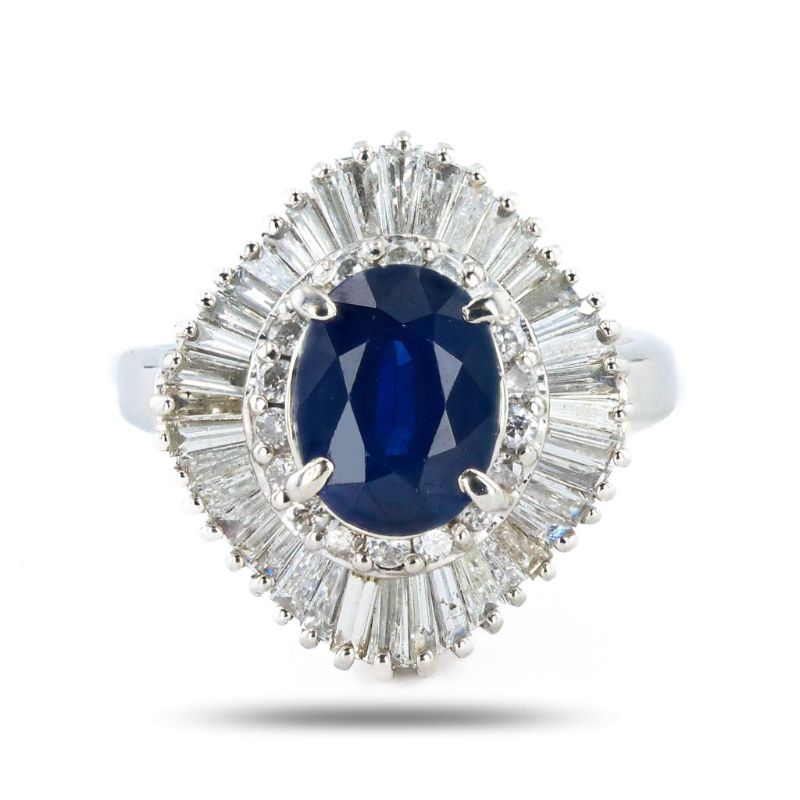 Photo 1 of ORIANNE 2.49ct Blue Thailand Sapphire and 1.20ctw Diamond Platinum Ring (GIA CERTIFIED) size 6 with Appraisal RN035685