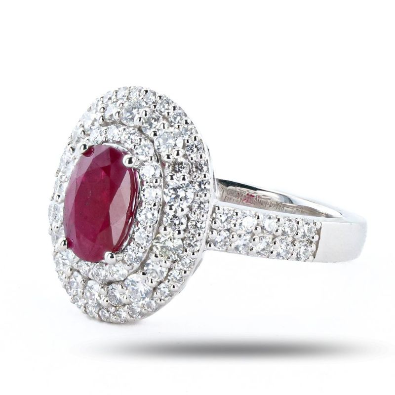 View 3 of ORIANNE 1.25ct BURMESE Ruby and 1.20ctw Diamond Platinum Ring (GIA CERTIFIED) size 7 with Appraisal RN034921