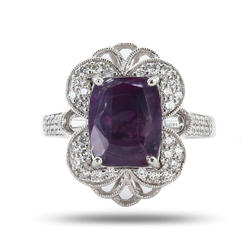 Photo 1 of ORIANNE 2.67ct UNHEATED Purplish Pink KASHMIR Sapphire and 0.44ctw Diamond Platinum Ring (GIA CERTIFIED) Size 7 1/4 with Appraisal RN036705