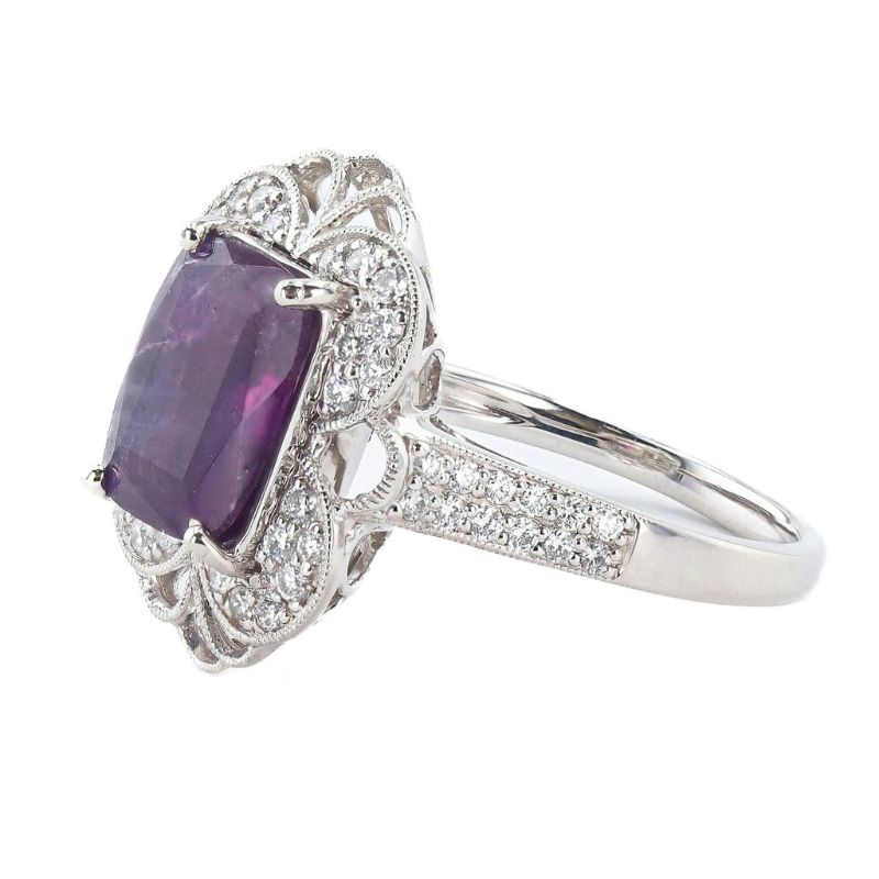 View 3 of ORIANNE 2.67ct UNHEATED Purplish Pink KASHMIR Sapphire and 0.44ctw Diamond Platinum Ring (GIA CERTIFIED) Size 7 1/4 with Appraisal RN036705