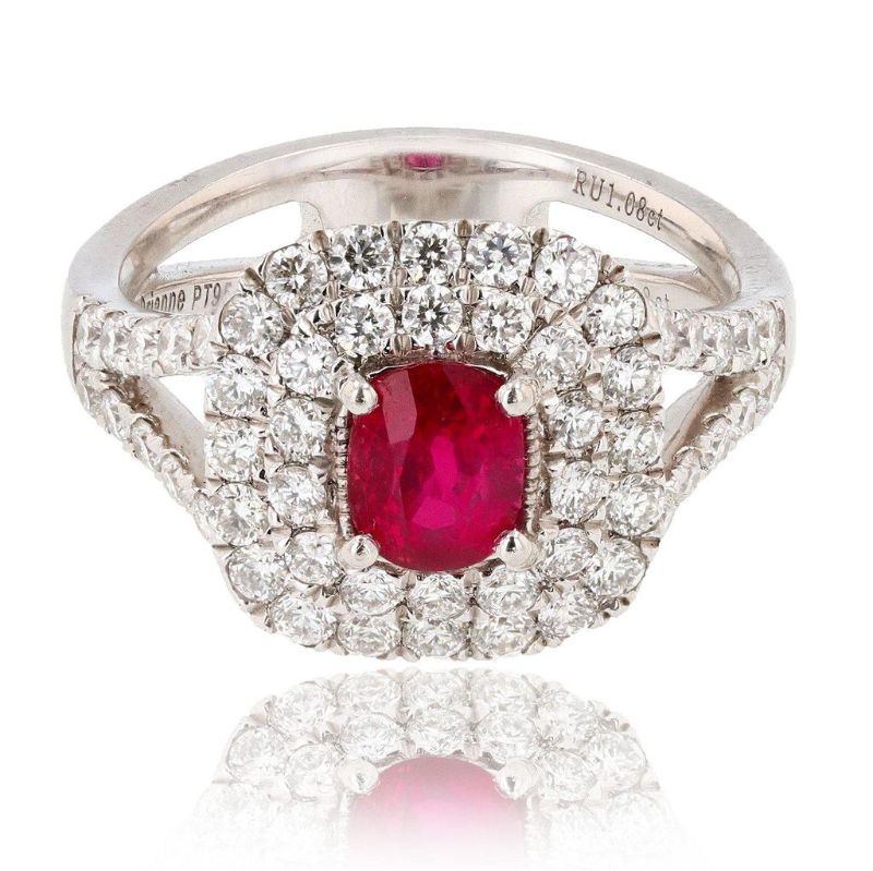 Photo 1 of ORIANNE 1.08ct UNHEATED Ruby and 1.08ctw Diamond Platinum Ring (GIA CERTIFIED) size 7 with Appraisal RN022219