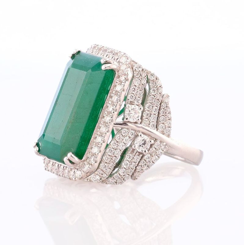 View 2 of ORIANNE 13.96ct F2 CLARITY ENHANCED Emerald and 1.76ctw Diamond Platinum Ring Size 7 1/2 With Appraisal RN032758