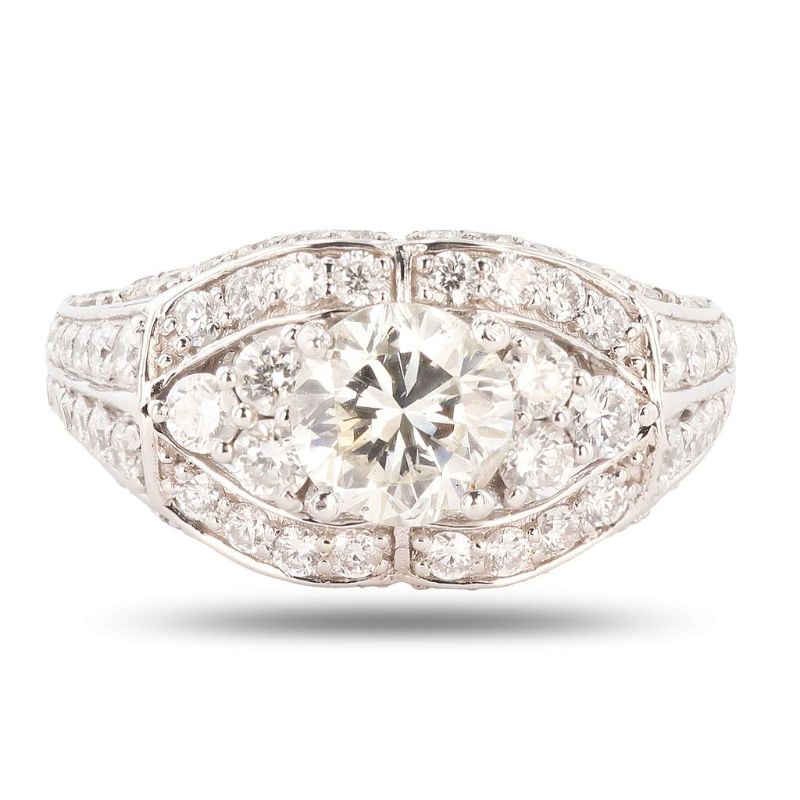 Photo 1 of ORIANNE 1.04ct SI1 CLARITY CENTER Diamond Platinum Ring (2.50ctw Diamonds) Size 4 1/2 with Appraisal RN021819