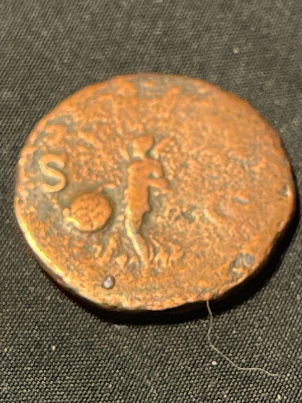 Photo 2 of 54-68 AD. ROMAN NERO 29MM BRONZE HEAD OF NERO W SHIELD COIN