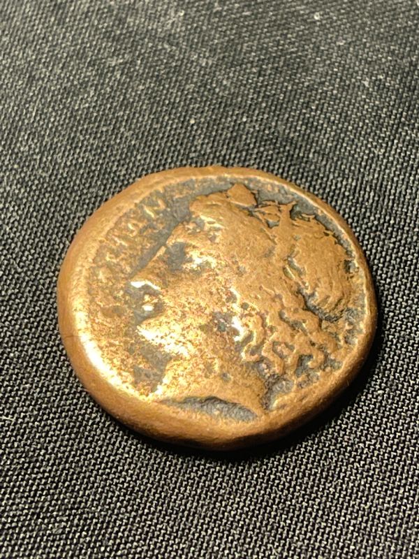 Photo 1 of 317-289 BC. GREEK SICILY AGATHOCLES 22MM HEAD OF KORE BULL BUTTING RIGHT COIN