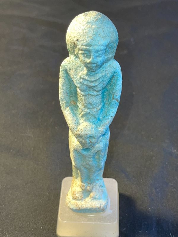 Photo 1 of ANCIENT EGYPTIAN USHABTI STATUETE BURIED W THE DEAD MOTHER HOLDING CHILD 3,000 YEARS OLD H4.5”