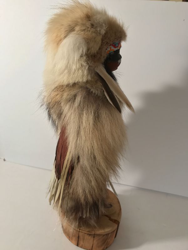 Photo 5 of NATIVE AMERICAN INDIAN FIGURE AUTHENTICALLY DRESSED IN  REAL FUR & SUEDE 
H/19”