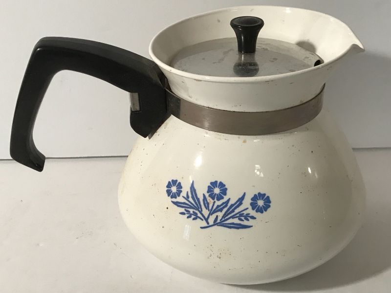 Photo 3 of VINTAGE CORNING COFFEE POT & KETTLE
CORNFLOWER BLUE