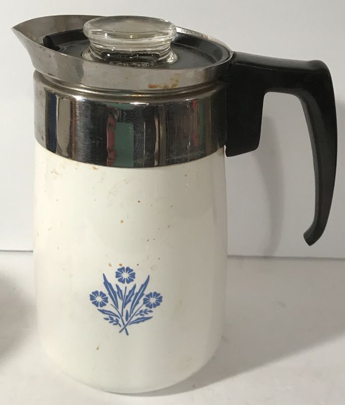 Photo 2 of VINTAGE CORNING COFFEE POT & KETTLE
CORNFLOWER BLUE