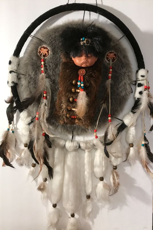 Photo 1 of NATIVE AMERICAN DREAMCATCHER WITH BABY IN PAPOOSE
17”