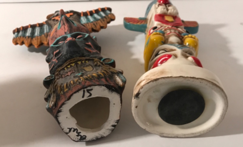 Photo 1 of CANADIAN FIRST NATIONS HAND-PAINTED TOTEM POLE PIGGYBANK , SIGNED TOTEM POLE H- 11.5” AND MORE