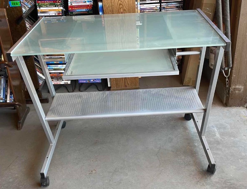 Photo 1 of METAL TEMPERD GLASS ROLLING DESK 37”x 24” x 30.5