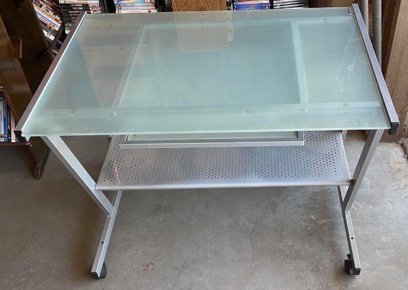 Photo 3 of METAL TEMPERD GLASS ROLLING DESK 37”x 24” x 30.5