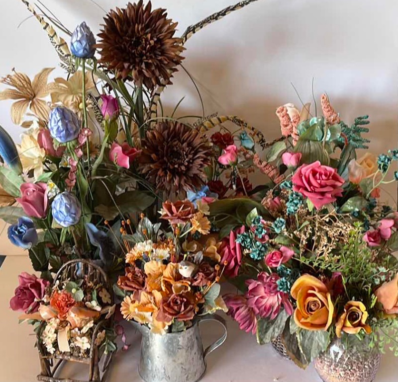 Photo 1 of COLORFUL FLORAL ARRANGEMENTS IN ASSORTED DECORATIVE CONTAINERS