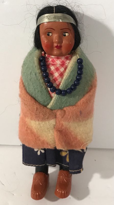 Photo 4 of VINTAGE SKOOKUM NATIVE AMERICAN STYLE DOLL 10.5”
& CHILD DOLL