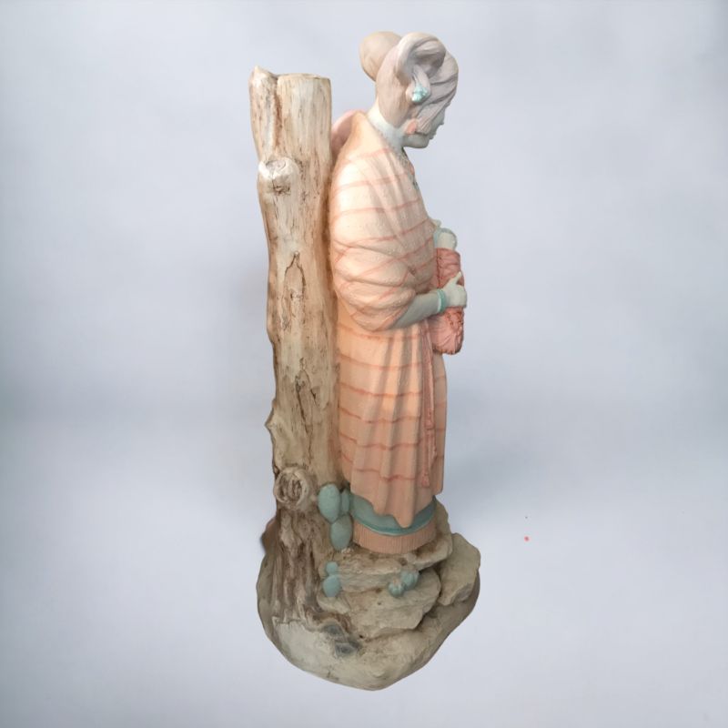 Photo 3 of VINTAGE RARE FLORENTINE ART STUDIO 1981 NATIVE AMERICAN MOTHER & CHILD LARGE STATUE H - 27”