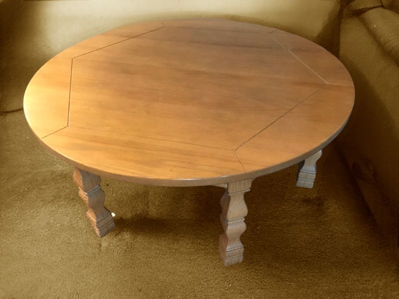 Photo 3 of MID-CENTURY MODERN JACK VAN DER MOLEN FOR JAMESTOWN LOUNGE COMPANY ROUND COFFEE TABLE - UNMARKED 28x28x16