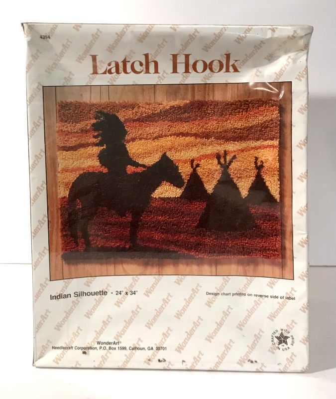 Photo 1 of LATCH HOOK BY WONDER, ART, CREATIVE CRAFTS INDIAN SILHOUETTE, 24” X 34”