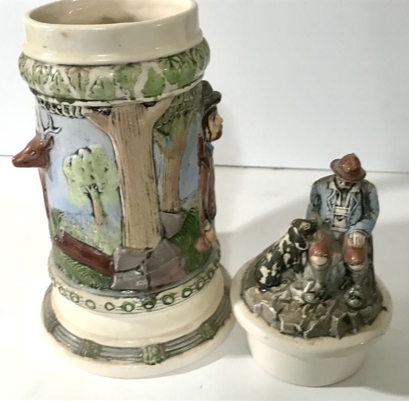 Photo 6 of VINTAGE 1972 DECORATIVE CERAMIC STEIN WITH HUNTING SCENE H-13”