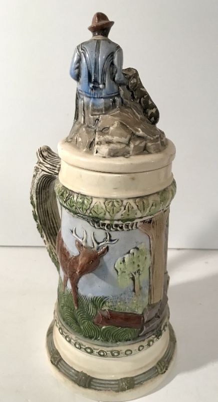 Photo 5 of VINTAGE 1972 DECORATIVE CERAMIC STEIN WITH HUNTING SCENE H-13”