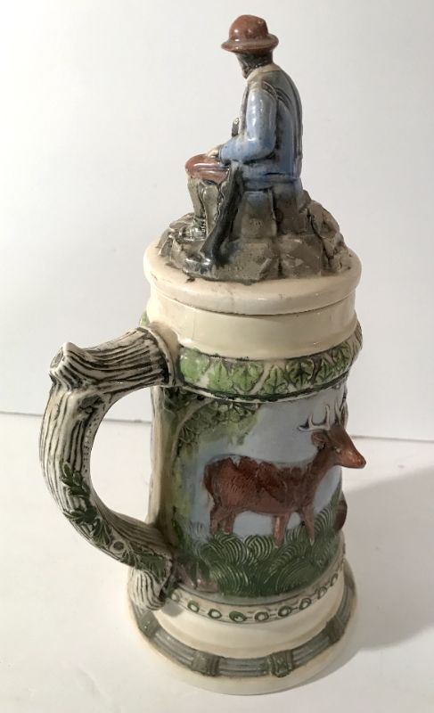 Photo 4 of VINTAGE 1972 DECORATIVE CERAMIC STEIN WITH HUNTING SCENE H-13”