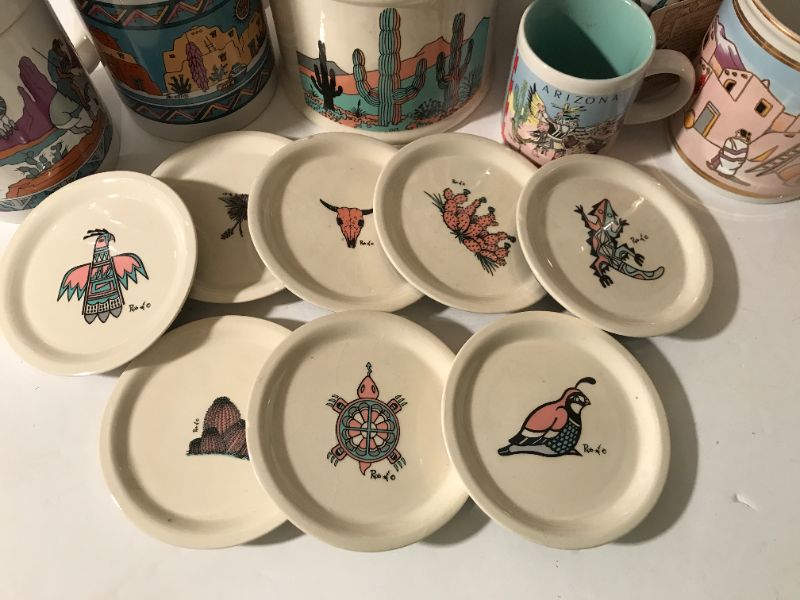 Photo 3 of SOUTHWEST / NATIVE AMERICAN MOTIF MUGS AND CUTTING BOARD 