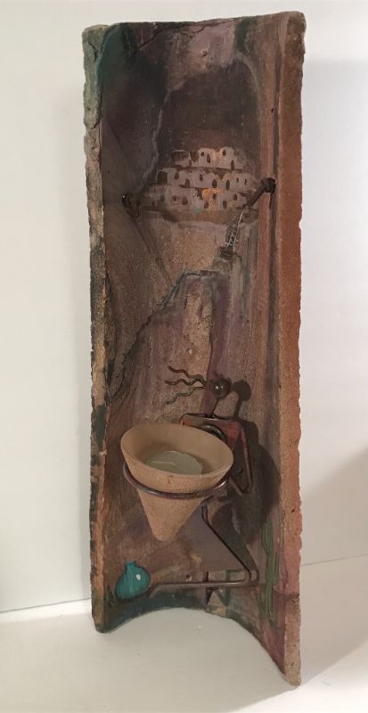 Photo 1 of VINTAGE HANDPAINTED ART SCULPTURE/ CANDLE HOLDER H- 18”