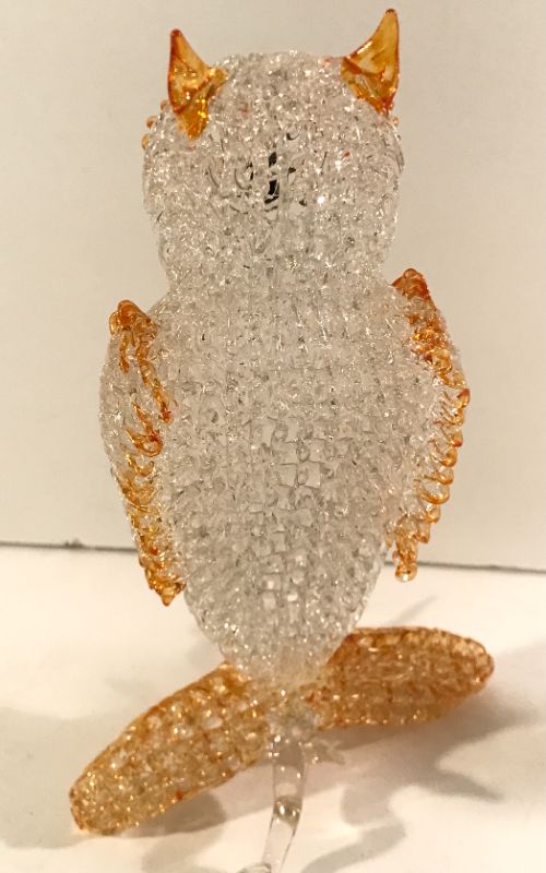 Photo 4 of VINTAGE HANDBLOWN SPUN GLASS OWLS H-8”