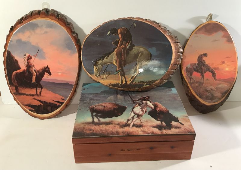 Photo 1 of THE CHEROKEES VINTAGE LIVE WOOD WALL ART / PLAQUES & HANDMADE JEWLERY BOX / CATCH ALL 