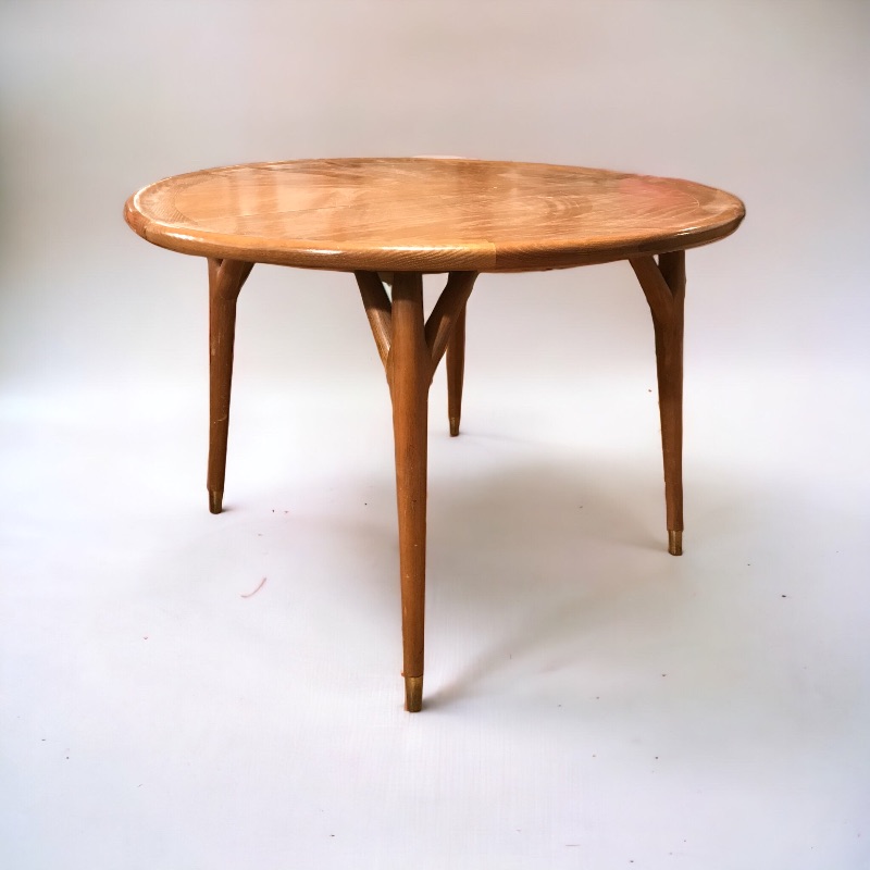 Photo 1 of MID-CENTURY MODERN JACK VAN DER MOLEN FOR JAMESTOWN LOUNGE COMPANY DINNER TABLE 42 Diameter W/ 2 16” LEAF  TABLE CAN EXTEND TO 74” 29!HEIGHT