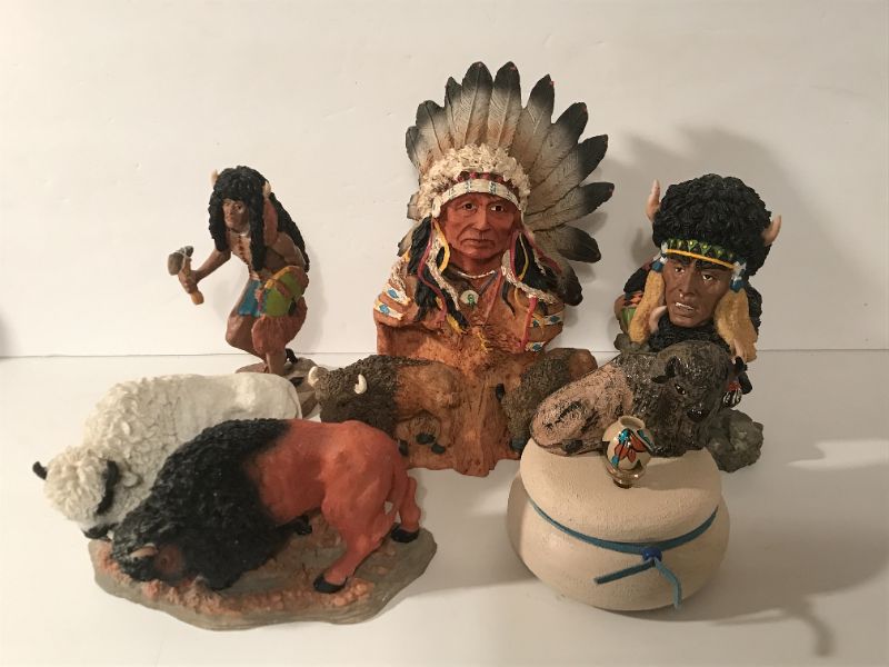 Photo 1 of SOUTHWEST DECOR
WATER BUFFALO THEME
MUSIC BOX, INDIAN CHIEF & MORE
LARGEST IS 9”