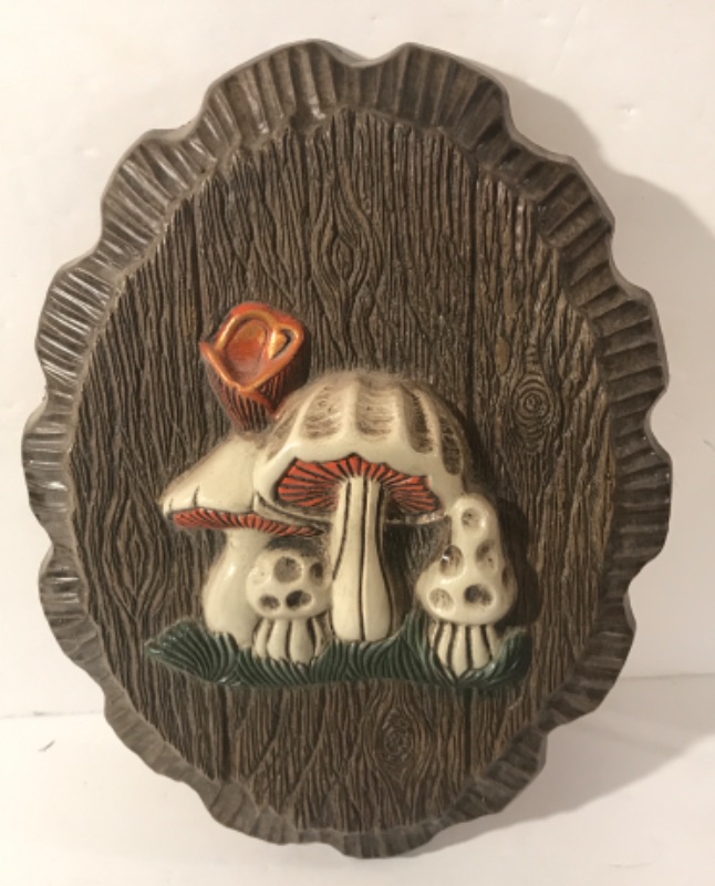 Photo 2 of VINTAGE KITCHEN MUSHROOM DECOR - WALL PLAQUE, RECIPE FILE & MORE 