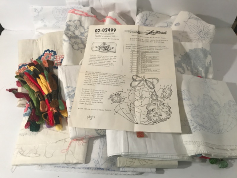 Photo 1 of VINTAGE LEE WARDS AMERICA’S ART NEEDLEWORK AND HOBBYCRAFT CENTER PILLOWS CASES AND RUNNERS 100% COTTON