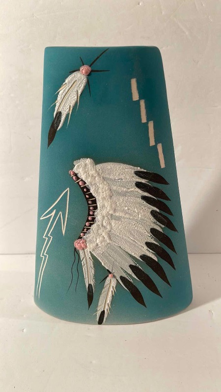 Photo 6 of NATIVE AMERICAN AUTHENTIC NAVAJO SIGNED WALL ART & HANDCRAFTED VASE 