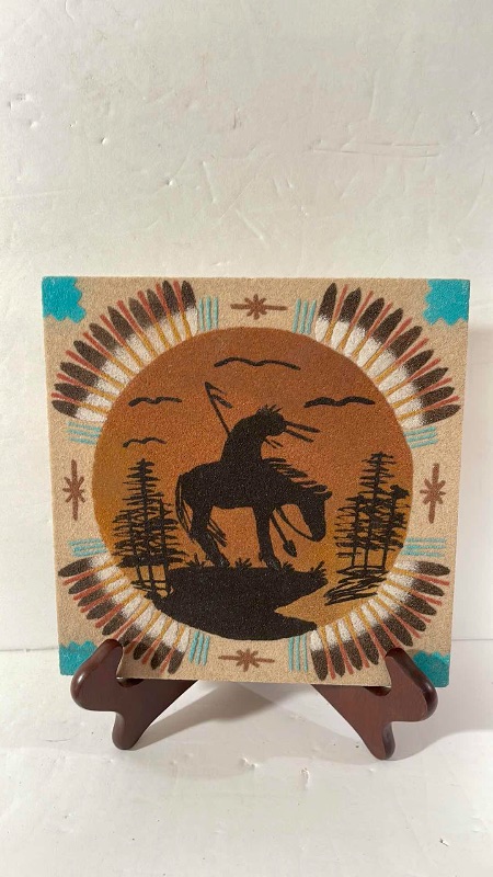 Photo 2 of NATIVE AMERICAN AUTHENTIC NAVAJO SIGNED WALL ART & HANDCRAFTED VASE 