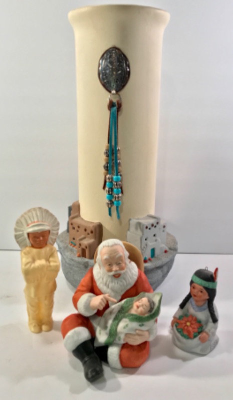 Photo 1 of SANTAS LULLABY BY GREGORY PERILLO SCULPTURE AND SOUTHWEST VASE /