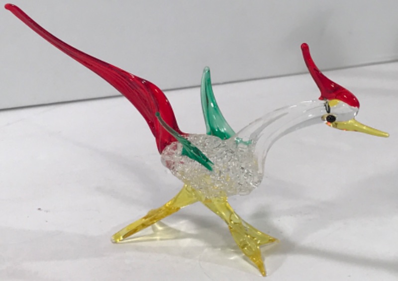 Photo 3 of VINTAGE HANDBLOWN GLASS ROAD RUNNER HEIGHT ON TALLEST 6.5”