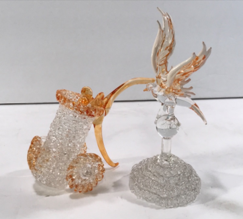 Photo 1 of VINTAGE HANDBLOWN GLASS FIGURINES- GOLF CLUBS & BIRD