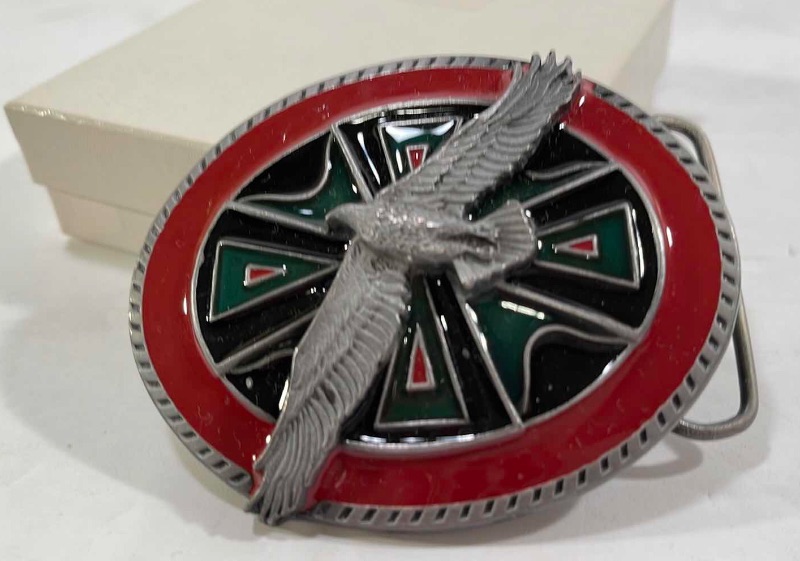 Photo 1 of EAGLE ENAMELED Pewter Belt Buckle fits up to 1 3/4" Belt